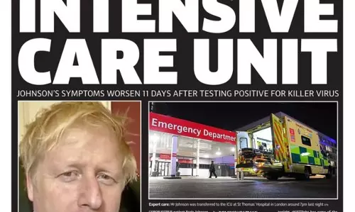 പ്രധാനമന്ത്രി ഐ.സി.യുവില്‍, ബ്രിട്ടീഷ് പത്രങ്ങളുടെ ഒന്നാം പേജ് ഇങ്ങനെ