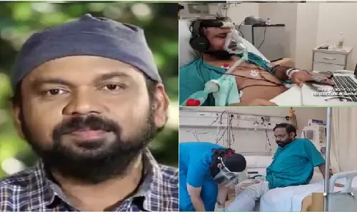 ഐ.സി.യുവില്‍ കിടന്ന് എഡിറ്റ് ചെയ്യുന്ന സന്തോഷ് ജോര്‍ജ് കുളങ്ങരയുടെ ദ്യശ്യങ്ങള്‍