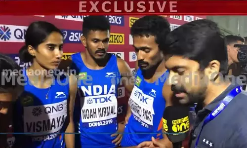 ദേശീയ റെക്കോര്ഡ് നേട്ടത്തില് സന്തോഷം, ഇനി ലക്ഷ്യം ഒളിമ്പിക്സ്: മിക്സഡ് റിലേ മലയാളി ടീം മീഡിയവണിനോട് ദേശീയ റെക്കോര്ഡ് നേട്ടത്തില് സന്തോഷം, ഇനി ലക്ഷ്യം ഒളിമ്പിക്സ്: മിക്സഡ് റിലേ മലയാളി ടീം മീഡിയവണിനോട്