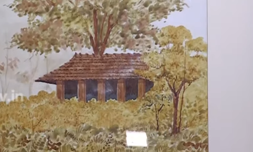 ഇലച്ചാറുകള്‍ കൊണ്ട് ഗ്രാമീണക്കാഴ്ചയൊരുക്കി ഷിബുരാജ്