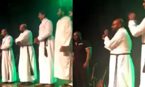 തൈക്കൂടം ബാന്‍ഡിനൊപ്പം തകര്‍പ്പന്‍ ചുവടുകളുമായി പള്ളീലച്ചന്‍‌മാര്‍; അച്ചന്‍മാര്‍ വേറെ ലെവലാണെന്ന് സോഷ്യല്‍ മീഡിയ