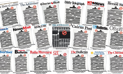 ഭരണകൂട ഇടപെടലില്‍ പ്രതിഷേധിച്ച് ആസ്ട്രേലിയന്‍ പത്രങ്ങള്‍