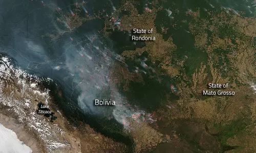 ബൊളീവിയന്‍ വനത്തില്‍ തീപിടുത്തം: അഞ്ചു ലക്ഷം ഹെക്ടര്‍ വനമാണ് കത്തി നശിച്ചത്