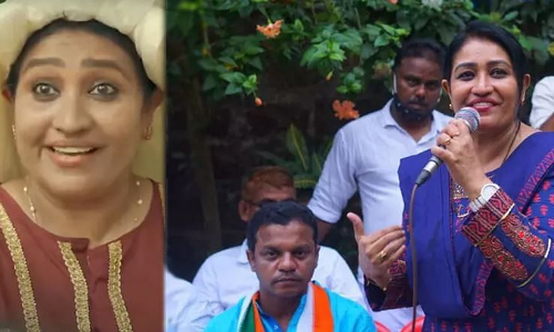 ഇരട്ടച്ചങ്കന്‍ പൊളിയാണെന്ന് പാടിയ തെസ്നിഖാന്‍ ധര്‍മജന് വോട്ട് അഭ്യര്‍ഥിച്ച് ബാലുശ്ശേരിയില്‍