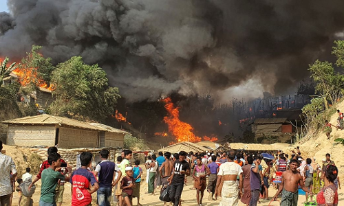 ബംഗ്ലാദേശില്‍ റോഹിങ്ക്യൻ അഭയാർത്ഥി ക്യാമ്പിൽ വൻ തീപിടുത്തം