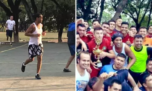 അഞ്ചടിച്ച്, ആറടിപ്പിച്ച്... ജയിലിലെ ഫുട്ബോള് ടൂര്ണ്ണമെന്റിലും റൊണാള്ഡീന്യോ തന്നെ താരം അഞ്ചടിച്ച്, ആറടിപ്പിച്ച്... ജയിലിലെ ഫുട്ബോള് ടൂര്ണ്ണമെന്റിലും റൊണാള്ഡീന്യോ തന്നെ താരം