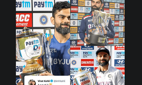 മൂന്നില്‍ മൂന്നും.. ആ ട്വീറ്റില്‍ എല്ലാമുണ്ടെന്ന് ഐ.സി.സി; ഹിറ്റായി കോഹ്‍ലിയുടെ ട്വീറ്റ്