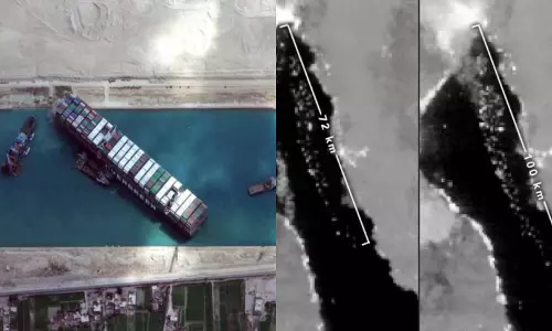 100 കിലോമീറ്റര് നീളത്തില് ഷിപ് ട്രാഫിക് ജാം; സൂയസ് പ്രതിസന്ധിയുടെ ബഹിരാകാശ ചിത്രവുമായി നാസ 100 കിലോമീറ്റര് നീളത്തില് ഷിപ് ട്രാഫിക് ജാം; സൂയസ് പ്രതിസന്ധിയുടെ ബഹിരാകാശ ചിത്രവുമായി നാസ