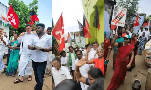 പോട്ങ്കമ്മാ വോട്ട്, ഏണി ചിഹ്നത്തെ പാത്ത്; ലീഗിനായി വോട്ട് ചോദിച്ച് ചെങ്കൊടിയേന്തിയ വനിതകള്‍, വൈറല്‍ വീഡിയോ